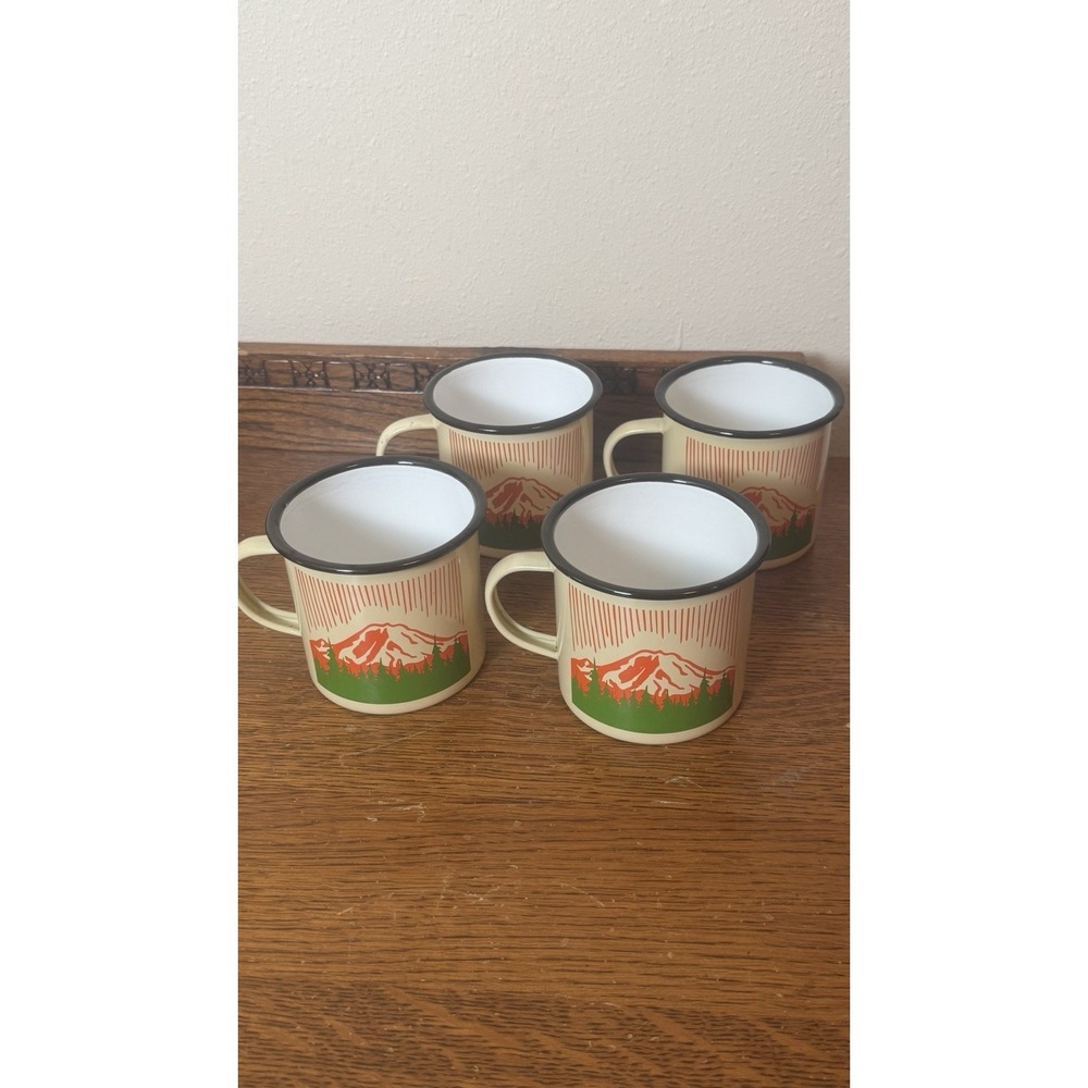 Ozark Trail Enamel Camp Mugs Set of‎ 4 Mountain Outdoor Coffee Cups